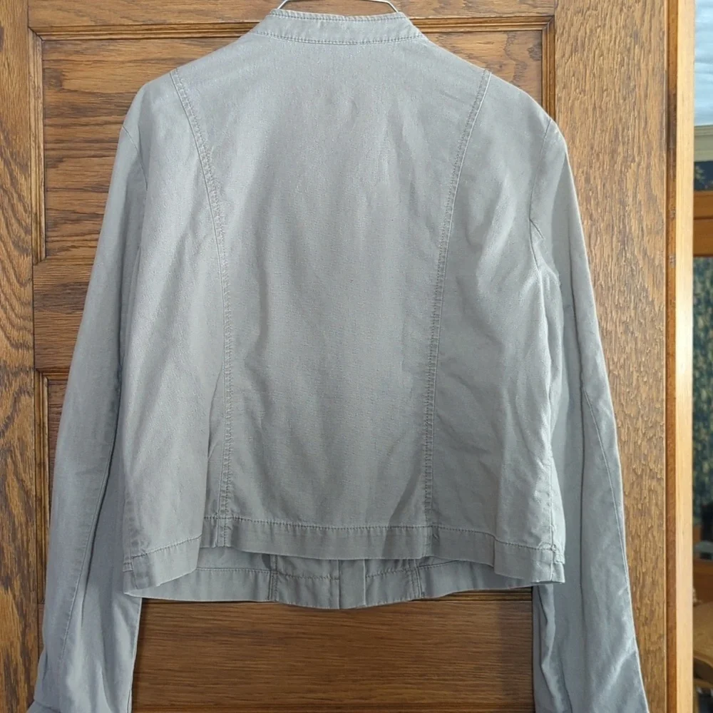 Loft Lightweight Tan Zip Ruffle Moto Jacket Size Women's L